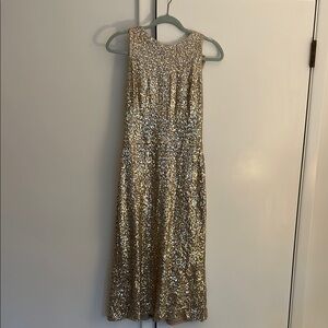 Lauren Ralph Lauren Gold Sequin Sleeveless Midi Dress